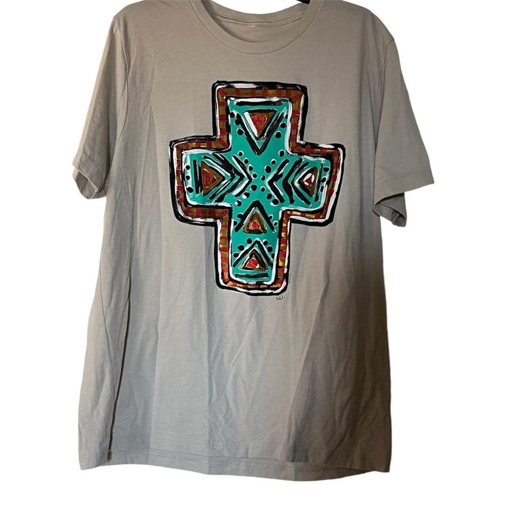 Bohemian Cross Design Short Sleeve Tee